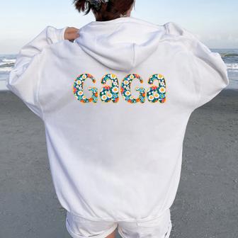 Floral Gaga Happy Grandma Gigi Flower Cute Women Oversized Hoodie Back Print - Thegiftio UK