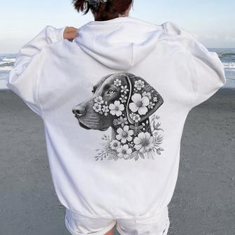 Floral German Shorthaired Pointer Gsp Dog Flower Idea Women Oversized Hoodie Back Print - Thegiftio UK