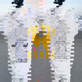 Fourth Grade Back To School First Day Pencil Bow 2025 Girls Women Oversized Hoodie Back Print | Mazezy