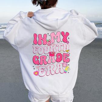 In My Fourth Grade Era Back To School Groovy Girl Women Women Oversized Hoodie Back Print - Thegiftio UK
