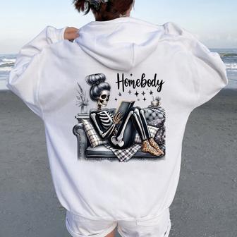 Skeleton Homebody Anti Social Club Women Women Oversized Hoodie Back Print - Thegiftio UK