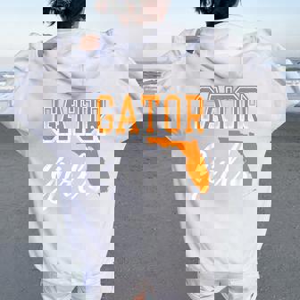 Gator Girl Florida Heart Map Shape Souvenir For Women Women Oversized Hoodie Back Print | Mazezy