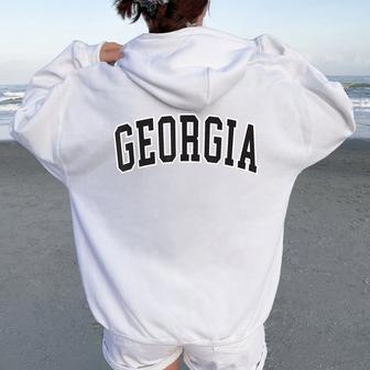 Georgia Vintage Varsity Classic Text Georgia Women Oversized Hoodie Back Print - Thegiftio