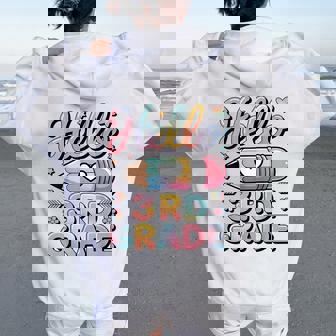 Girl Back To School Hello Third 3Rd Grade Teacher Women Oversized Hoodie Back Print | Mazezy