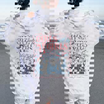 Girl Will Be Girls Patriotic Feminist 4Th Of July Usa Women Women Oversized Hoodie Back Print | Mazezy