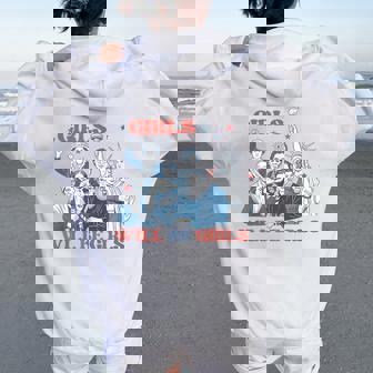 Girl Will Be Girls Patriotic Feminist 4Th Of July Womens Women Oversized Hoodie Back Print | Mazezy