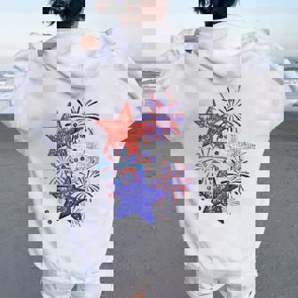 Girls 4Th Of July Fireworks Women Oversized Hoodie Back Print | Mazezy