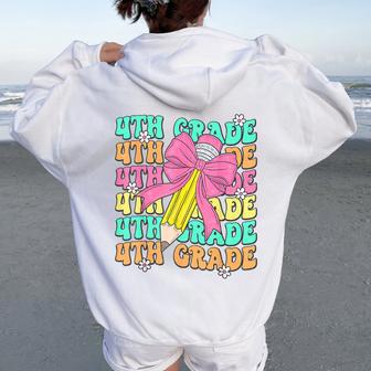 Groovy 4Th Grade Back To School First Day Of Fourth Grade Women Oversized Hoodie Back Print - Thegiftio UK