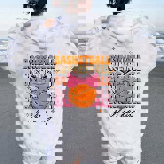 Groovy Basketball Girl Coquette Bow Basketball All Day Women Oversized Hoodie Back Print | Seseable FR