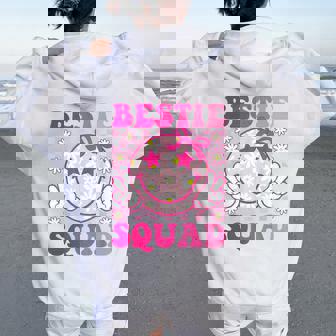 Groovy Bestie Squad Best Friends Matching Girls Women Oversized Hoodie Back Print | Mazezy