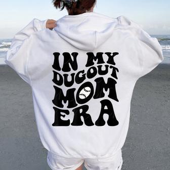 Groovy In My Dugout Mom Era Baseball Mother's Day Women Oversized Hoodie Back Print - Thegiftio UK