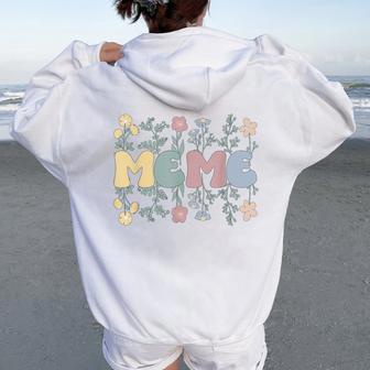 Groovy Meme Grandmother Flowers Meme Grandma Women Oversized Hoodie Back Print - Thegiftio UK