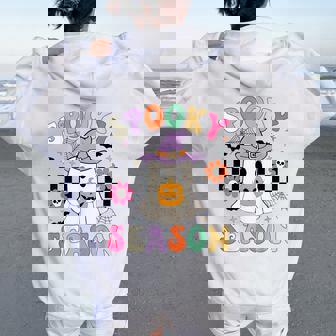 Groovypookyeason レトロ ゴースト 持株 パンプキン ハロウィン レディース オーバーサイズ パーカー バックプリント - Kawaiitshirt