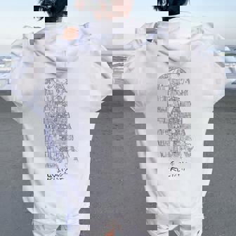 Gustav Klimt El Beso Línea Arte Cuello Women Oversized Hoodie Back Print - Regaloses