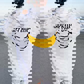 Happy Banana ファニーバナナラブ フルーツバナナ スマイリーフェイス レディース オーバーサイズ パーカー バックプリント - Kawaiitshirt