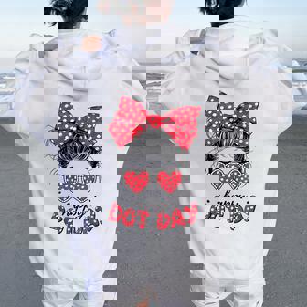 Happy Dot Day Girls Messy Bun Sunglasses Polka Dots Women Oversized Hoodie Back Print | Mazezy