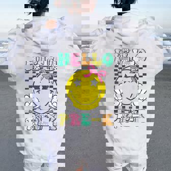 Hello Pre-K Coquette Bow Back To School Preschool Girl Women Oversized Hoodie Back Print | Mazezy