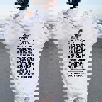 Horses Make Me Happy 楽しい馬愛好家 農家乗馬 レディース オーバーサイズ パーカー バックプリント - Kawaiitshirt