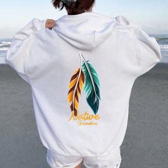Indigenous Native Grandma Native American Women Oversized Hoodie Back Print - Thegiftio UK