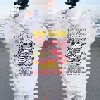 Just A Girl Who Loves Ramen And Axolotl Pink Kawaii Axolotl レディース オーバーサイズ パーカー バックプリント - Kawaiitshirt