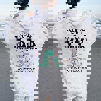 Just A Mama Who Loves Her Boy Mommy And Boy Matching Women Oversized Hoodie Back Print - Thegiftio