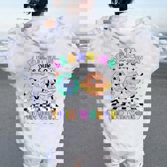 Learning Is Out Of This First Day Of School Teacher Student Women Oversized Hoodie Back Print - Thegiftio