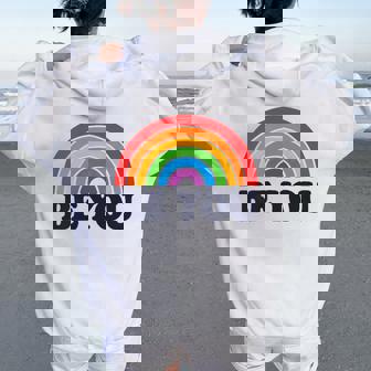 Lgbtq Be You Pocket Gay Pride Lgbt Ally Rainbow Flagintage レディース オーバーサイズ パーカー バックプリント - Kawaiitshirt