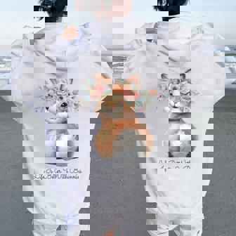 Life Is Better With Bunnies 水彩 ウサギ 花柄 ウサギ レディース オーバーサイズ パーカー バックプリント - Kawaiitshirt