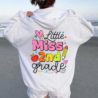 Little Miss 2Nd Grade Back To School Cute Second Grade Girls Women Oversized Hoodie Back Print - Thegiftio UK