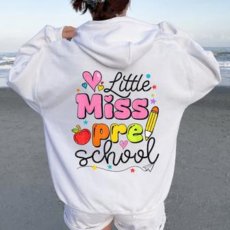 Little Miss Preschool Back To School Cute Preschool Girls Women Oversized Hoodie Back Print - Thegiftio UK