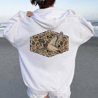 Mallard Duck Camouflage Hunting Season Women Oversized Hoodie Back Print - Thegiftio UK