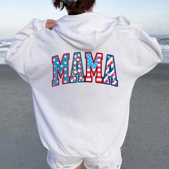 Mama Dada 4Th Of July American Family Matching Mom Dad Women Oversized Hoodie Back Print - Thegiftio UK