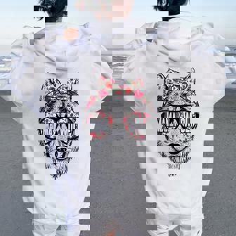 Mama Wolf Floral Sunglasses Cute Mom Wolf Women Oversized Hoodie Back Print | Mazezy