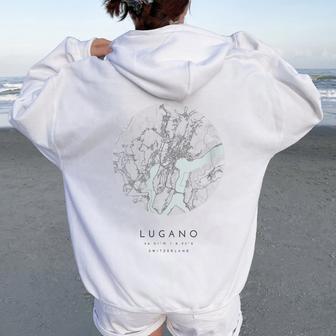 Mapa De Coordenadas De Luganouiza Cuello Women Oversized Hoodie Back Print - Regaloses