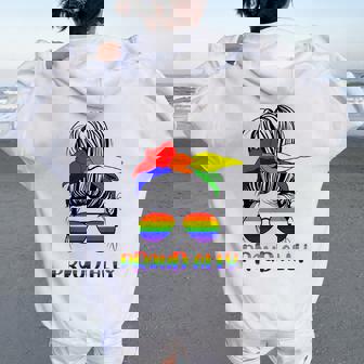 Messy Bun Proud Ally Pride Flag Love Lgbt レインボー サングラス レディース オーバーサイズ パーカー バックプリント - Kawaiitshirt
