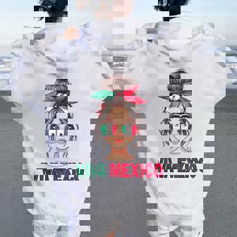 Mexico Girl Woman Mexican Girl Woman Viva Mexico Flag Women Oversized Hoodie Back Print | Mazezy