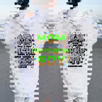 Mom Of The Birthday Boy Game Pixel Number Birthday Party Women Oversized Hoodie Back Print - Thegiftio