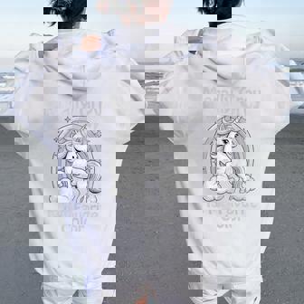 Morally Grey My Favorite Color Dark Unicorn Rainbow レディース オーバーサイズ パーカー バックプリント - Kawaiitshirt