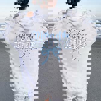 Mother Of The Bride Blue Bow Coquette Floral Matching Bridal Women Oversized Hoodie Back Print - Thegiftio