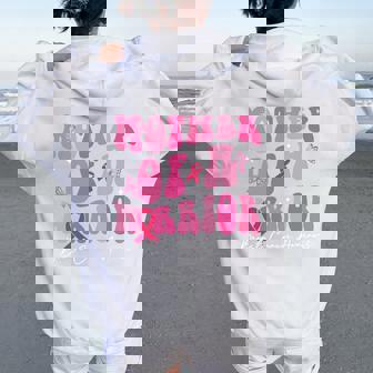 Mother Of A Warrior 乳がん啓発 ピンクリボン 長袖tシャツ レディース オーバーサイズ パーカー バックプリント - Kawaiitshirt