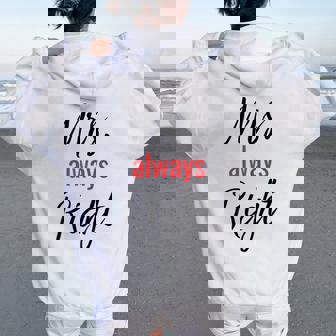 Mr & Mrs Always Right Conjuntos De Camisas Para Pareja Para 2 Women Oversized Hoodie Back Print - Regaloses