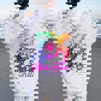 Myrtle Beach Tie Dye Sea Turtle Hibiscus South Carolina 2025 Women Oversized Hoodie Back Print - Thegiftio