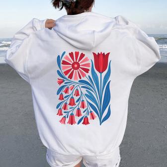 No Words Subtle Foxglove Daisy Tulip Women Oversized Hoodie Back Print - Thegiftio UK