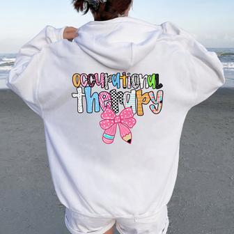 Occupational Therapy Ot Pencil Bow Back To School Cota Women Oversized Hoodie Back Print - Thegiftio UK