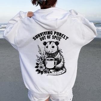 Opossum Surviving Out Of Spite Possum Humor Women Women Oversized Hoodie Back Print - Thegiftio UK