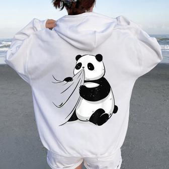 Oso Panda Panda Gigante Panda Women Oversized Hoodie Back Print - Regaloses