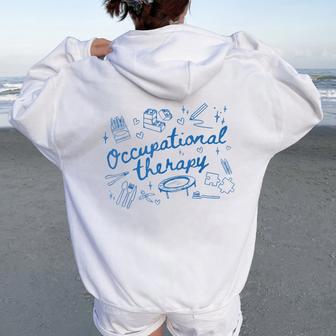 Ot Occupational Therapy Vintage Ot Month Groovy For Women Women Oversized Hoodie Back Print - Thegiftio UK