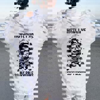 Otter Dad Mompace ヒューストン問題カワウソ レディース オーバーサイズ パーカー バックプリント - Kawaiitshirt