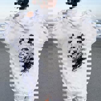 Panda Animal Abstracto Zoológico Dibujo Pintura Panda Women Oversized Hoodie Back Print - Regaloses