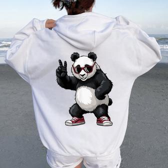 Panda Drôle Danse Rock Musique Dab Panda Pour Filles Enfants Garçons Sweat à capuche oversize pour femme avec imprimé dans le dos - Cadeauxyz